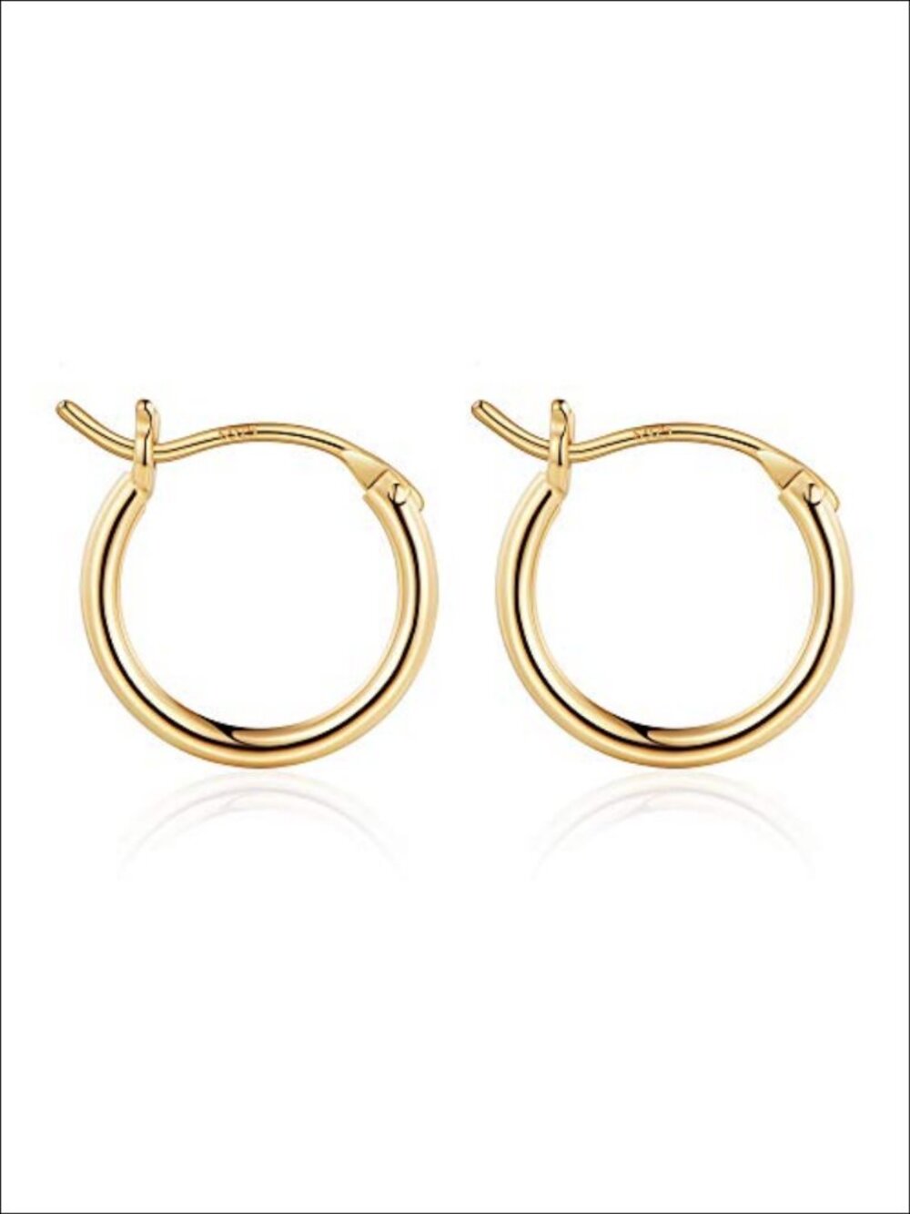 Small 14k Gold Plated Hoop Earrings Hypoallergenic 13mm